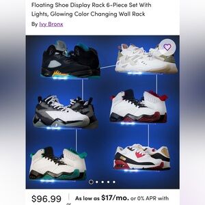 Floating Shoe Display Rack 6-Piece Set With Lights